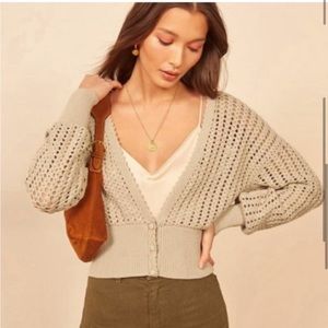 Reformation beige Crochet Sweater, size Small